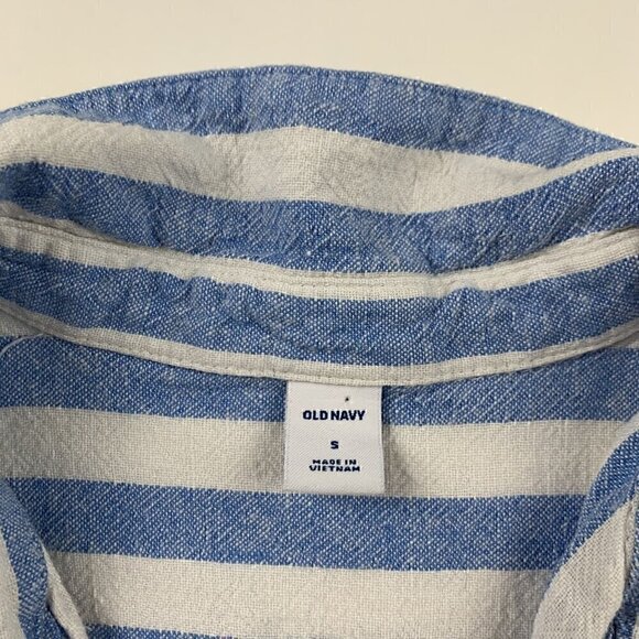 Old Navy Blue Striped Linen Button Front Shirt Dress S - Picture 3 of 5